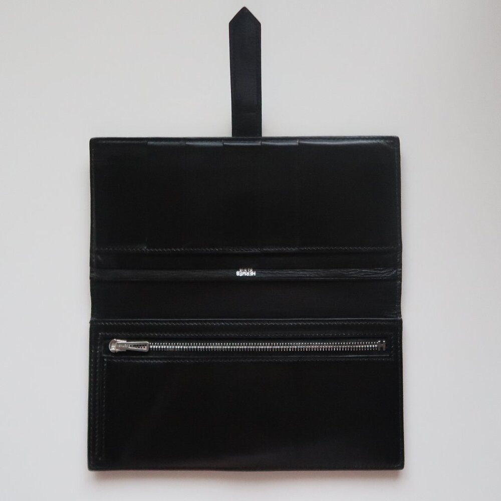 Hermès Béarn Black Leather H Buckle Long Wallet Bifold Luxury French Designer - Picture 10 of 15